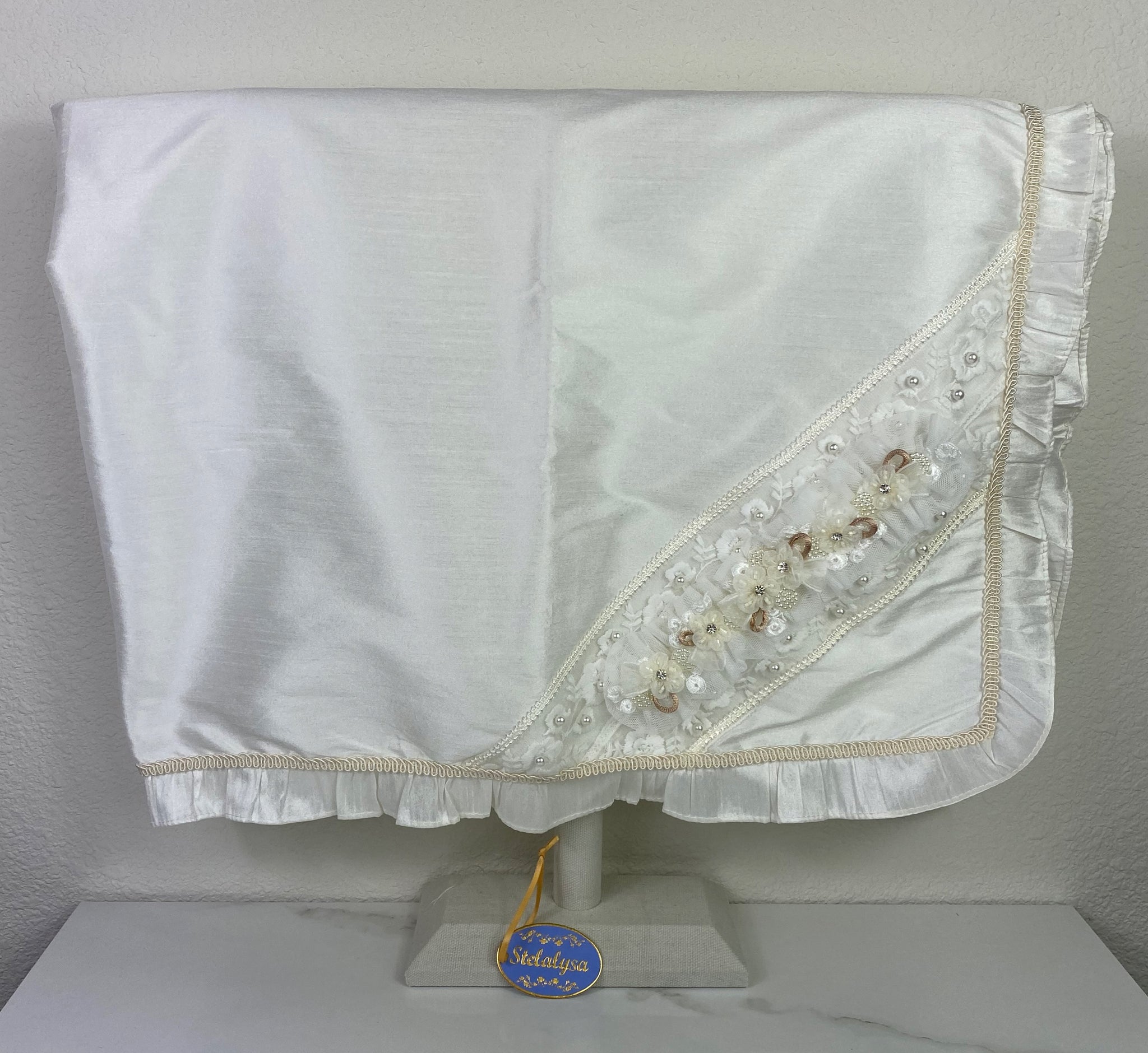 41x29 Silk Ivory Baptism Blanket - 240