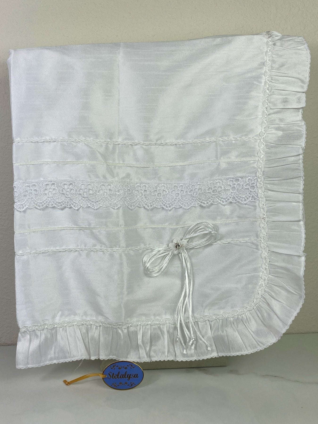 silk white baptism blanket